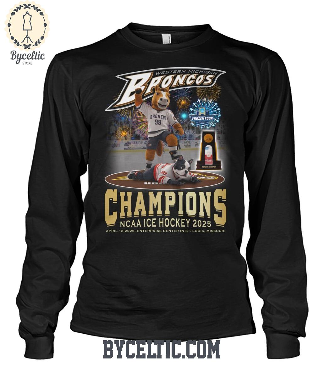 Western Michigan Broncos NCAA Ice Hockey Champions 2025 T Shirt Western Michigan Broncos NCAA Ice Hockey Champions 2025 T Shirt